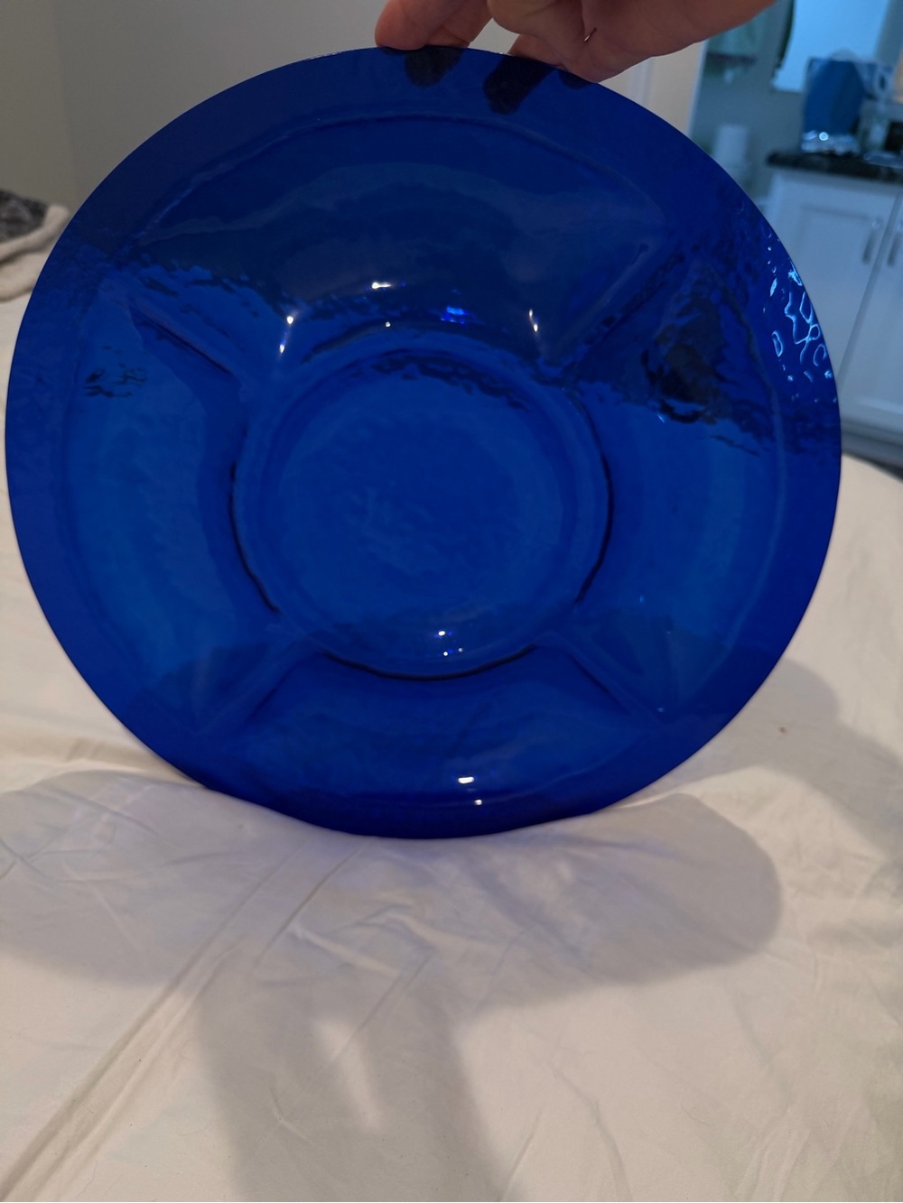 Cobalt Blue Decorative Wall Plate - Elegant Home Art Accent 15” - Picture 5 of 5